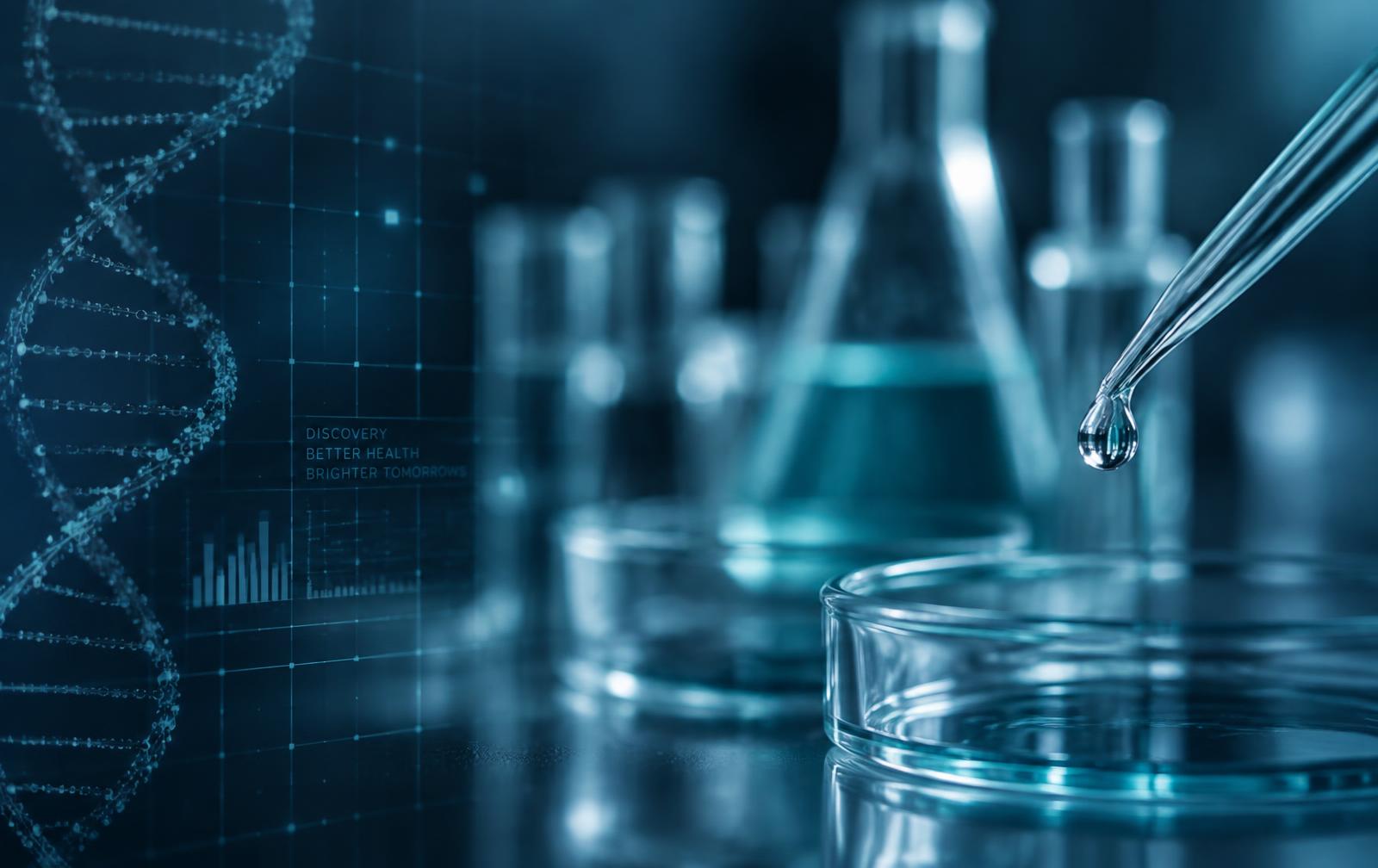 Laboratory glassware with scientific data visualisation